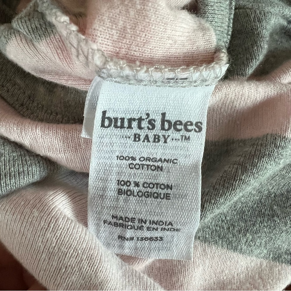 BURTS BEES Rugby Stripe Romper, 6-9mo - Picture 6 of 7